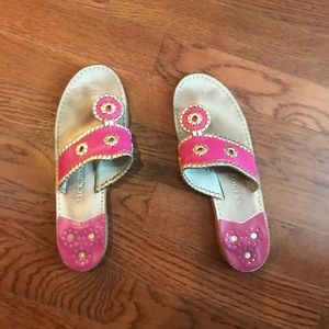 Jack Rogers pink and gold sandals